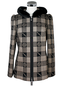 エムズグレイシー　アンゴラショートコート　ハーフコート　カメリア付き  ベージュ エムズグレイシー アンゴラショートコート ハーフコート